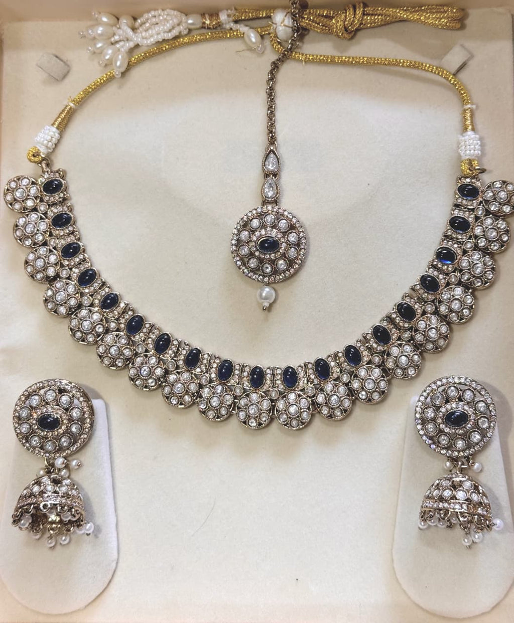 SREE Eclipse Deep Blue Statement Necklace