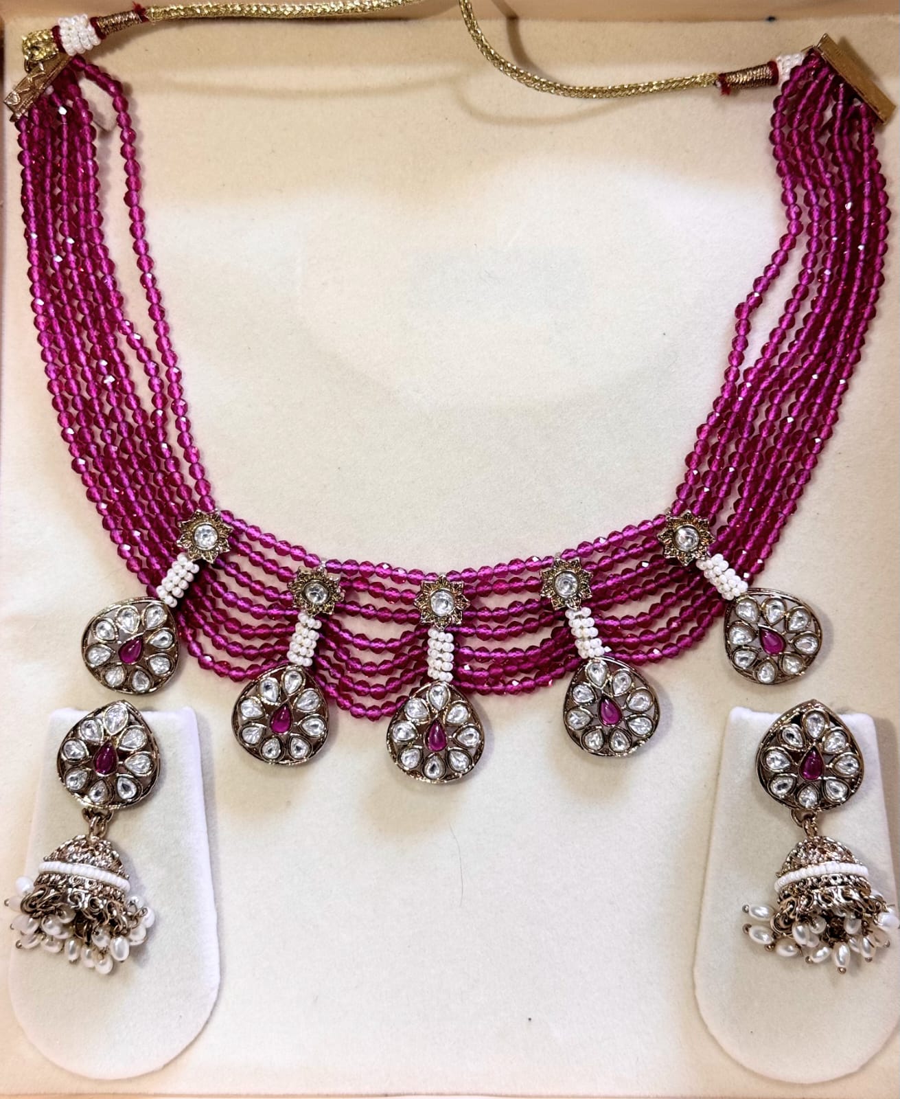 SREE Royal Pink Heritage Beaded Set