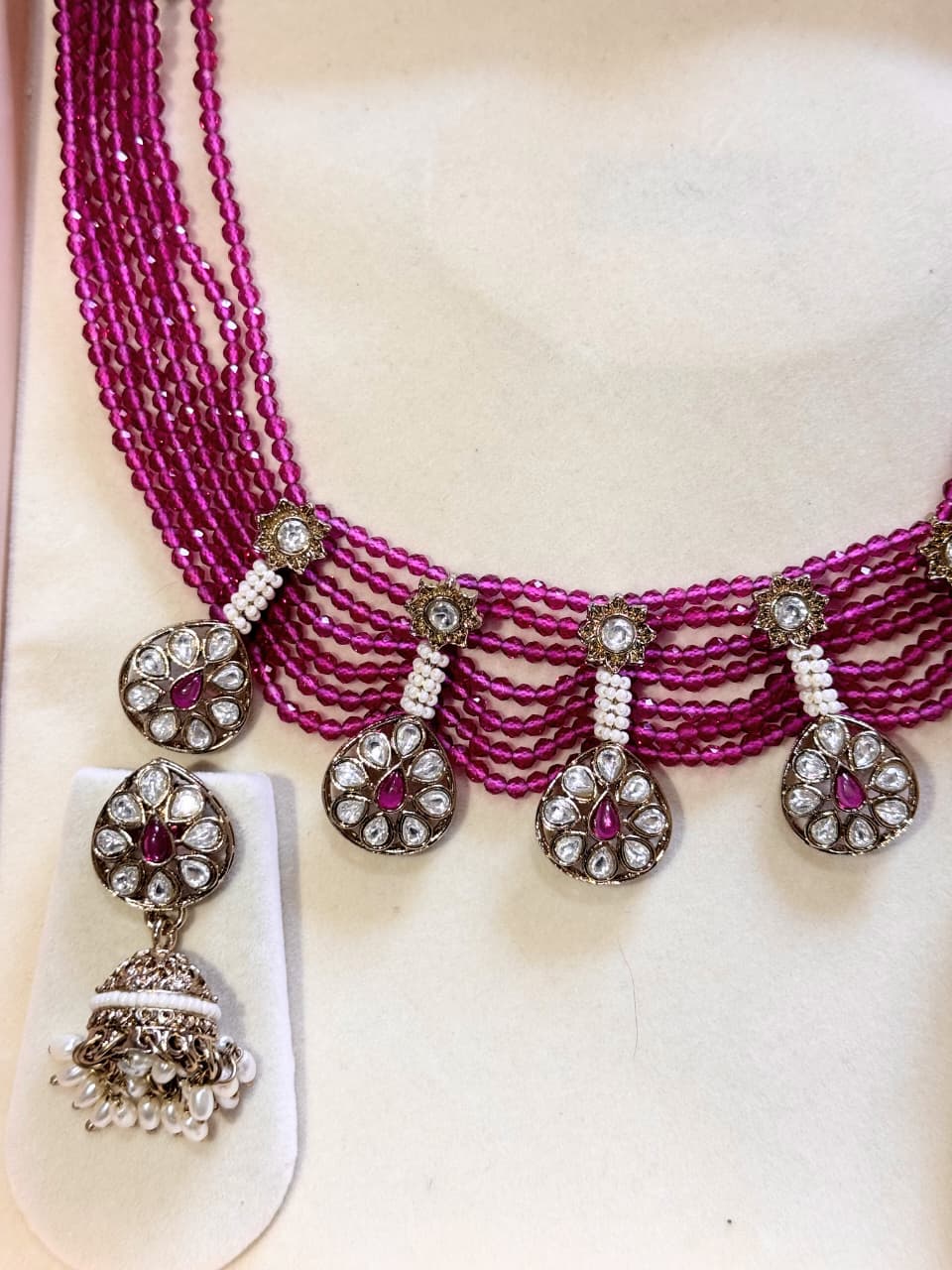 SREE Royal Pink Heritage Beaded Set