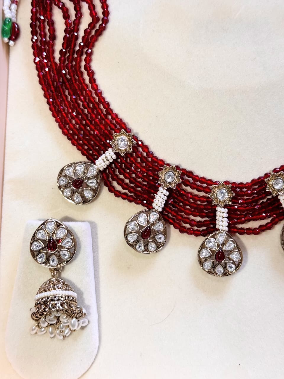 SREE Wine Red Heritage  Beaded Set